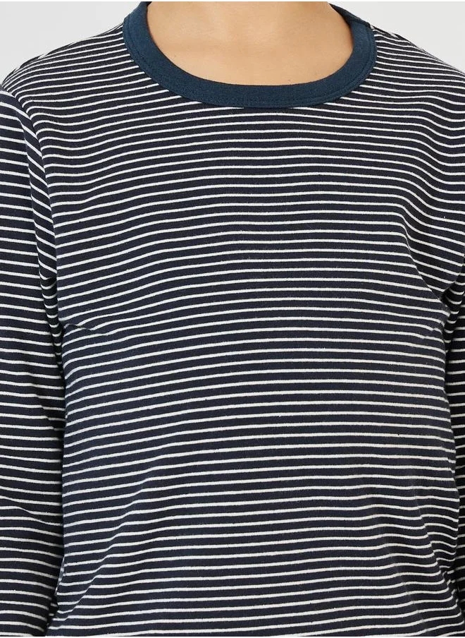 Styli Striped Long Sleeve Cotton T-Shirt