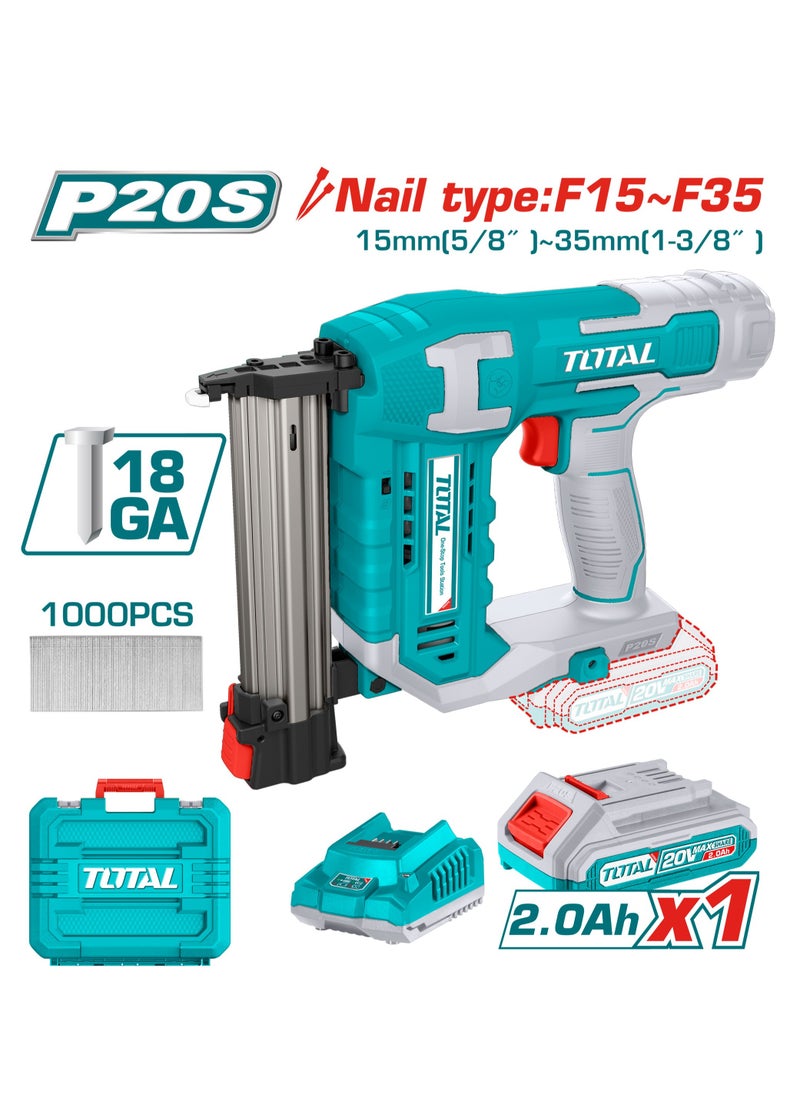 TOTAL Total Lithium-Ion Cordless Brad Nailer Kit 20V - 3 Nails/Second, 105-Piece Magazine Capacity, 1000 Brad Nails Included for Woodworking and DIY Projects 1 Battery & Charger  - Image 2