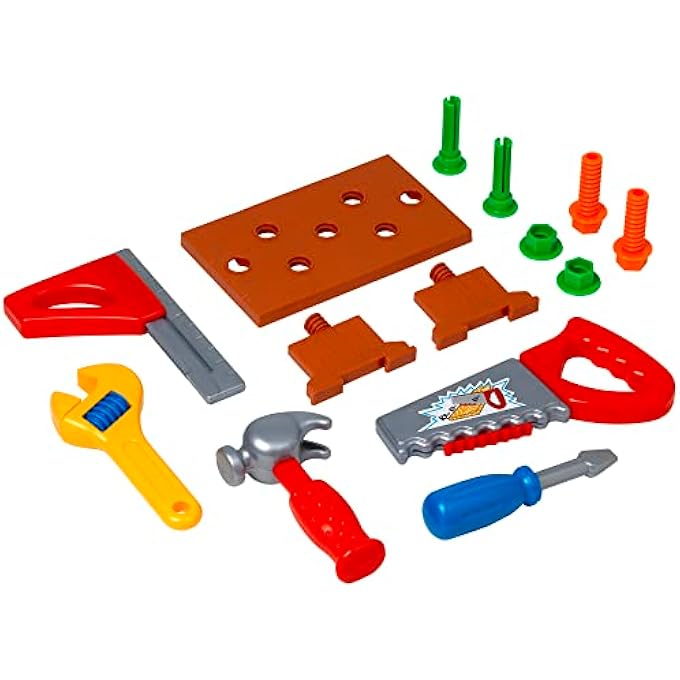 | CLASSIC CHILDREN'S TOOL SET IN CARRY CASE | 14 PIECE, BRIGHTLY COLOURED, PLASTIC TOOL SET IN A STURDY 30CM CARRY CASE | ROLEPLAY TOYS | AGES 3+, YELLOW - Image 2