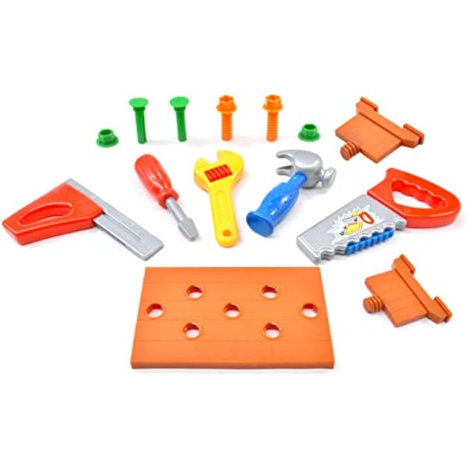 | CLASSIC CHILDREN'S TOOL SET IN CARRY CASE | 14 PIECE, BRIGHTLY COLOURED, PLASTIC TOOL SET IN A STURDY 30CM CARRY CASE | ROLEPLAY TOYS | AGES 3+, YELLOW - Image 5