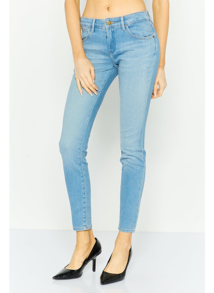 Wrangler Women Skinny Fit Washed Denim Jeans, Blue  - Image 1