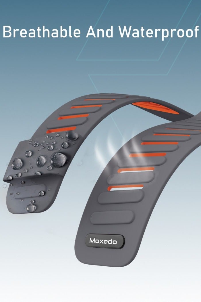 Moxedo Comfort Durable Whoop 5.0 Band Soft-Touch Silicone Replacement Wrist Strap–Flexible, Waterproof Watch Band for Men & Women, Lightweight, Skin-Friendly with U-Shaped Connector - Grey/Orange - Image 2