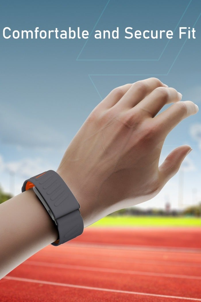 Moxedo Comfort Durable Whoop 5.0 Band Soft-Touch Silicone Replacement Wrist Strap–Flexible, Waterproof Watch Band for Men & Women, Lightweight, Skin-Friendly with U-Shaped Connector - Grey/Orange - Image 3