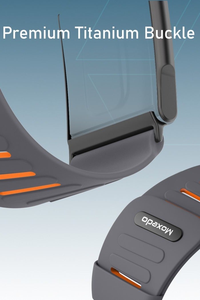 Moxedo Comfort Durable Whoop 5.0 Band Soft-Touch Silicone Replacement Wrist Strap–Flexible, Waterproof Watch Band for Men & Women, Lightweight, Skin-Friendly with U-Shaped Connector - Grey/Orange - Image 4