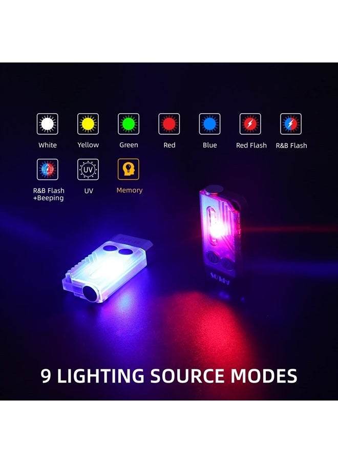 APLOS L02 1000 Lumens Rechargeable Mini EDC Flashlight, 365nm UV Light, Multi-Color Light Source, Small Pocket Keychain Light with Magnetic Base & Beeping Alarm (White)  - Image 4
