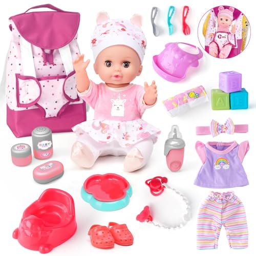 AuntyFey Baby Doll with Accessories Set Baby Dolls Set for Toddler Girls 35 612 Baby Doll Playset Baby Dolls for 5 Year Old Girls Baby Doll Toys Pretend Play ToyBackpack - Image 1