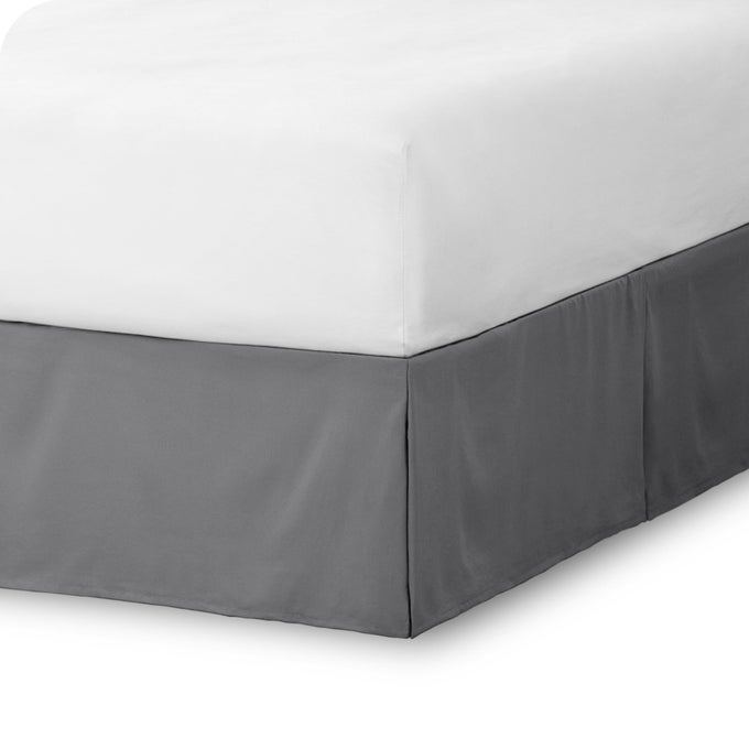 FULL BED SKIRT 15INCH TAILORED DROP EASY FIT BED SKIRT FOR BEDS CENTER CORNER PLEATS FULL GREY