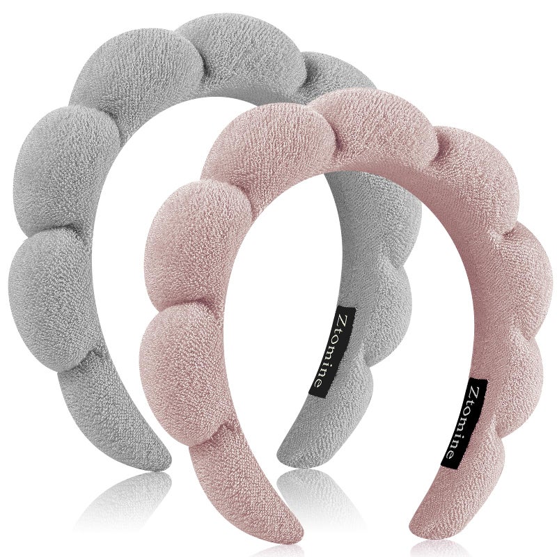 Ztomine Spa Headbands for Washing Face or Facial, Set of 2 Skincare Headbands, Terry Cloth Headband Wash Combo Pack - Puffy Makeup Washing, Mask, Skin Treatment - Image 1
