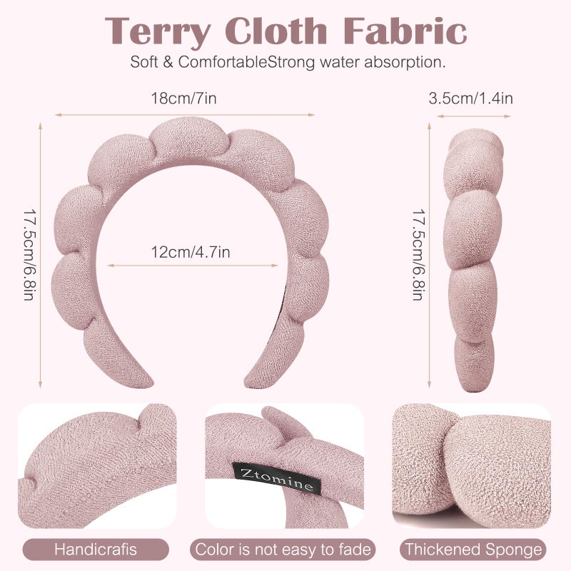 Ztomine Spa Headbands for Washing Face or Facial, Set of 2 Skincare Headbands, Terry Cloth Headband Wash Combo Pack - Puffy Makeup Washing, Mask, Skin Treatment - Image 3