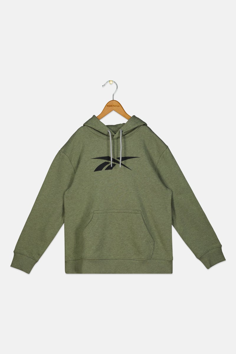 Reebok هودي خارجي بأكمام طويلة للأطفال الأولاد بشعار العلامة التجارية، أخضر - Image 1