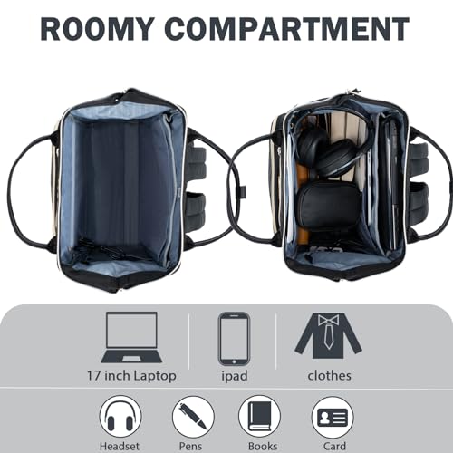 KROSER Laptop Backpack 17" Stylish Backpack Water Repellent College Casual Daypack with USB Port Travel Business Work Bag for Men/Women-Quilted - Image 4