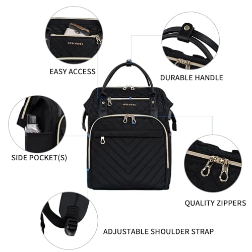 KROSER Laptop Backpack 17" Stylish Backpack Water Repellent College Casual Daypack with USB Port Travel Business Work Bag for Men/Women-Quilted - Image 5