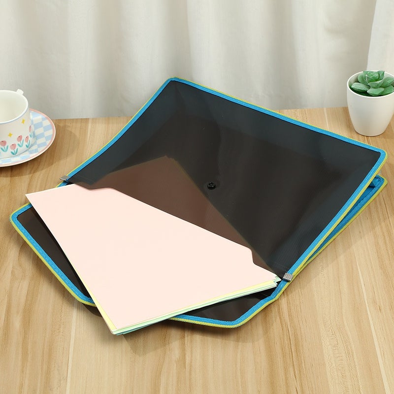 Colorful Semi-Transparent Black Document Bag Large Capacity Thickened Wear-Resistant Waterproof Accordion Bag Student Test Paper Information Storage Bag - Image 4