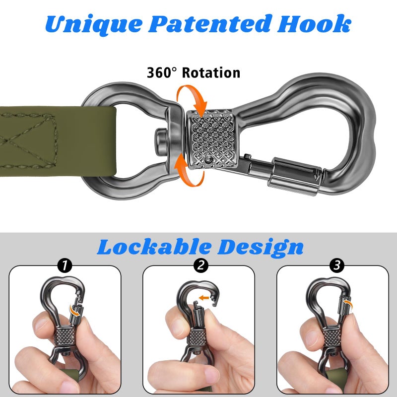 XiaZ Long Leash for Dogs Waterproof, Training Long Line Lead with Padded Handle for Large Medium Small Dogs Outside Walking, Playing, Camping, or Yard (30FT, Olive) - Image 3