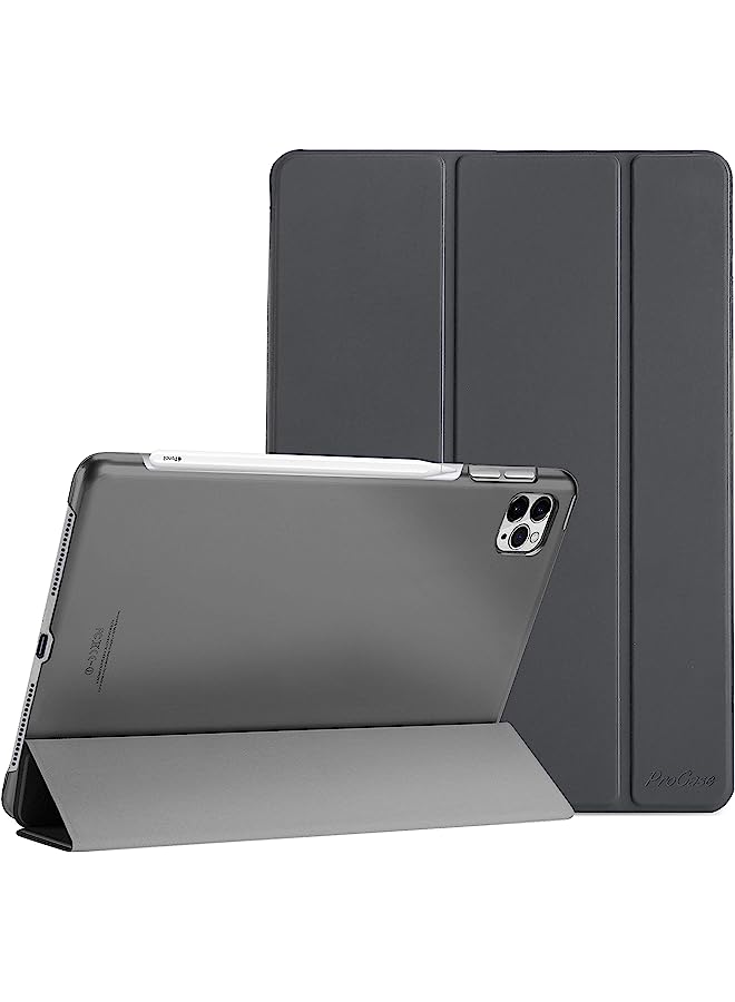 IAF Ipad Pro 12.9 Case 2022/2021 / 2020/2018, Slim Stand Hard Back Shell Smart Cover For Ipad Pro 12.9 Inch 6Th Generation 2022 / 5Th Gen 2021 / 4Th Gen 2020 / 3Rd Gen 2018 -Grey