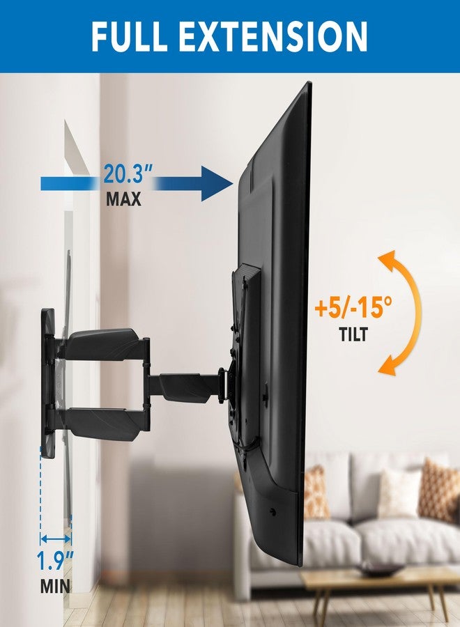 Mount-It! UL Certified Full Motion TV Wall Mount for Most 32-55 Inch Flat Screen TVs, Articulating TV Bracket Max VESA 400x400, Holds up to 308 lbs, Swivel and Tilt Bracket for 32, 42, 55 inch - Image 5