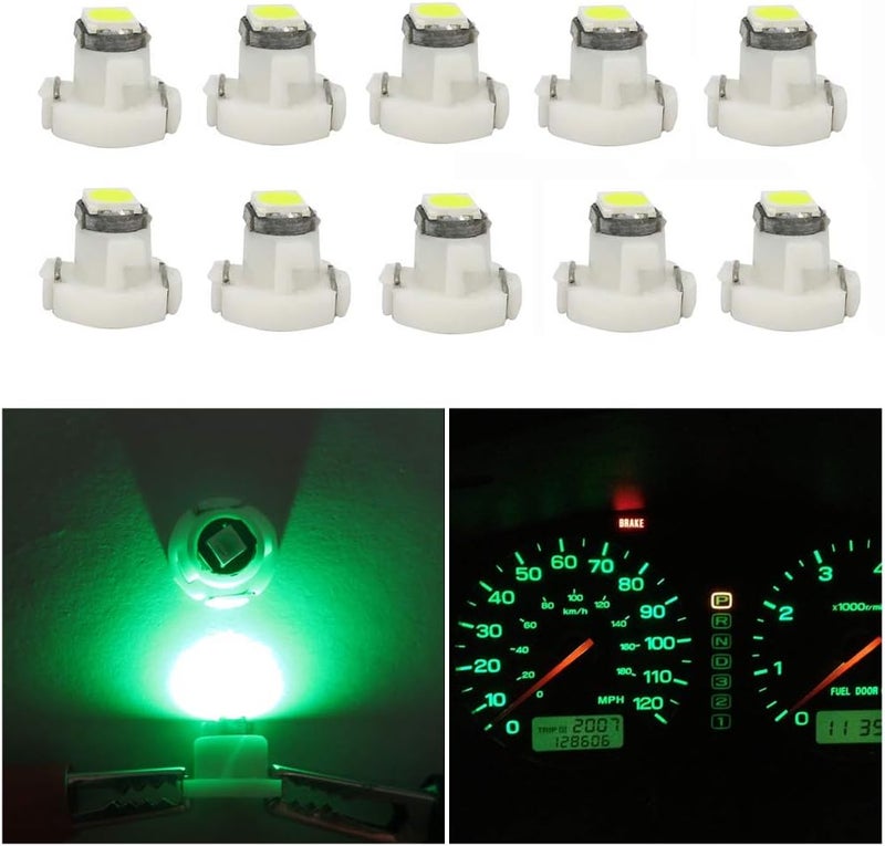 WLJH 10x Green T3 Neo Wedge LED Bulbs - Image 1