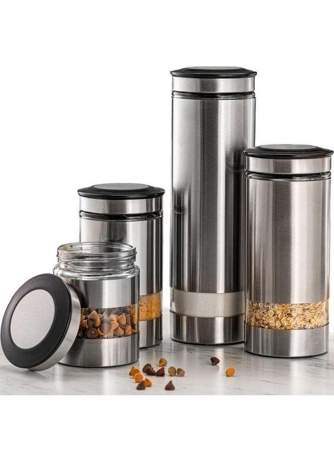 Le'raze Le'raze Airtight Food Storage Container for Kitchen Counter with Window, [Set of 4] Canister Set Ideal for Flour Tea, Sugar, Coffee, Candy, Cookie Jar  - Image 1