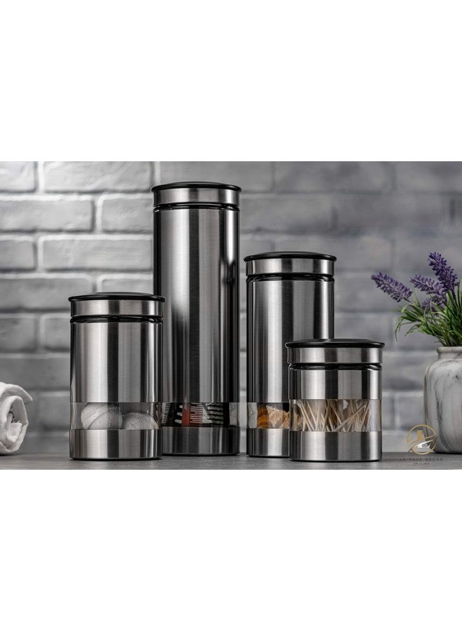 Le'raze Le'raze Airtight Food Storage Container for Kitchen Counter with Window, [Set of 4] Canister Set Ideal for Flour Tea, Sugar, Coffee, Candy, Cookie Jar  - Image 2