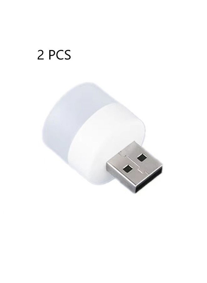 2 قطعة لمبة إضاءة ليلية LED نوع USB لون أبيض جديد، ضوء ليلي USB للسيارة، ضوء مرحاض LED، لمبة إضاءة Nite للأطفال، ضوء ليلي ساطع لغرفة نوم الأطفال، ضوء USB صغير LED ضوء أبيض وضوء أصفر  - Image 1