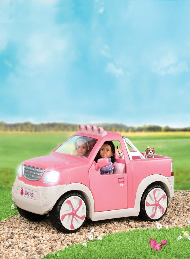 Lori - Pick - Up Truck for Mini Dolls - Pink Car for 6-Inch Dolls - Real Radio & Trailer Hitch - Music & Lights - 3+ Years- Ride & Shine Pickup Truck - Light Pink - Image 5