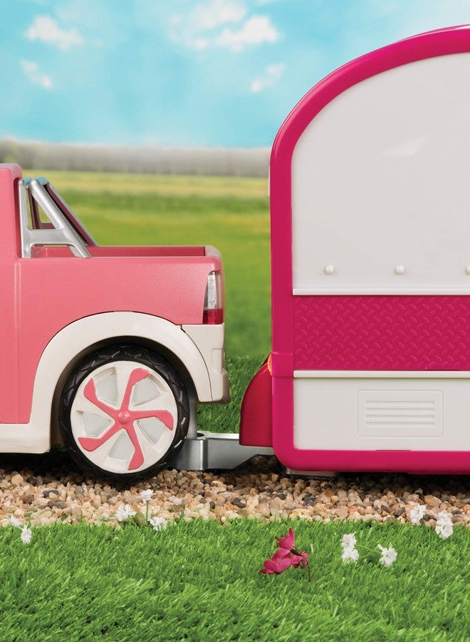 Lori - Pick - Up Truck for Mini Dolls - Pink Car for 6-Inch Dolls - Real Radio & Trailer Hitch - Music & Lights - 3+ Years- Ride & Shine Pickup Truck - Light Pink - Image 4