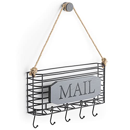 SRIWATANA Mail Holder Wall Mount, Mail Organizer Key Holder for Wall, Small Size, Weathered Grey - Image 1