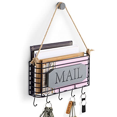 SRIWATANA Mail Holder Wall Mount, Mail Organizer Key Holder for Wall, Small Size, Weathered Grey - Image 2
