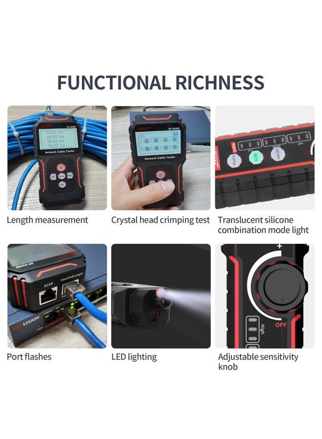 Noyafa Nf-8209S Advanced Network Cable Tester, Length Test, Port Flashing, Ethernet Tracer With Poe/Ncv, Cat5, Cat6 Multi-Function No-Trouble Line Scan Mode, Kit - Image 5