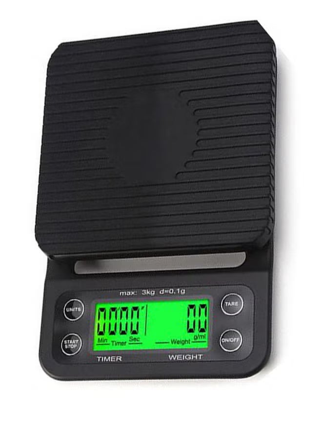 زد Electronic coffee scale with timer, hand-brewed coffee, black, 22.70 x 15.30 x 5.20 cm (battery version) - Image 1