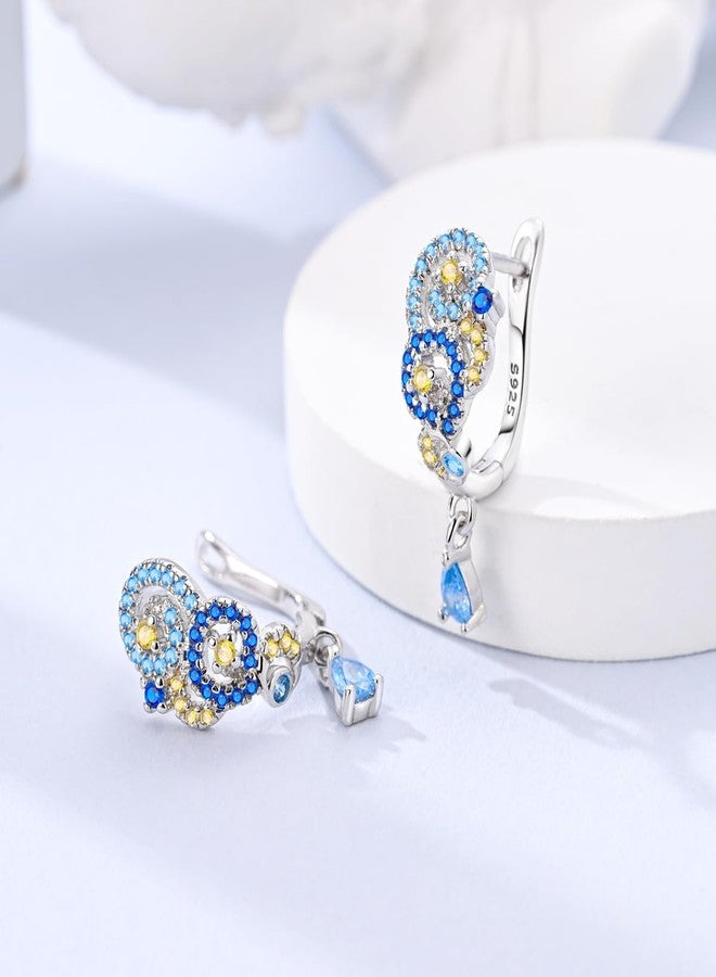 NARMO 925 Sterling Silver Heart Earrings for Women Pink Dangle Hoop Earrings Colorful Cubic Zirconia Earrings Silver Hoops Jewelry Gifts, Silver, Cubic Zirconia - Image 2