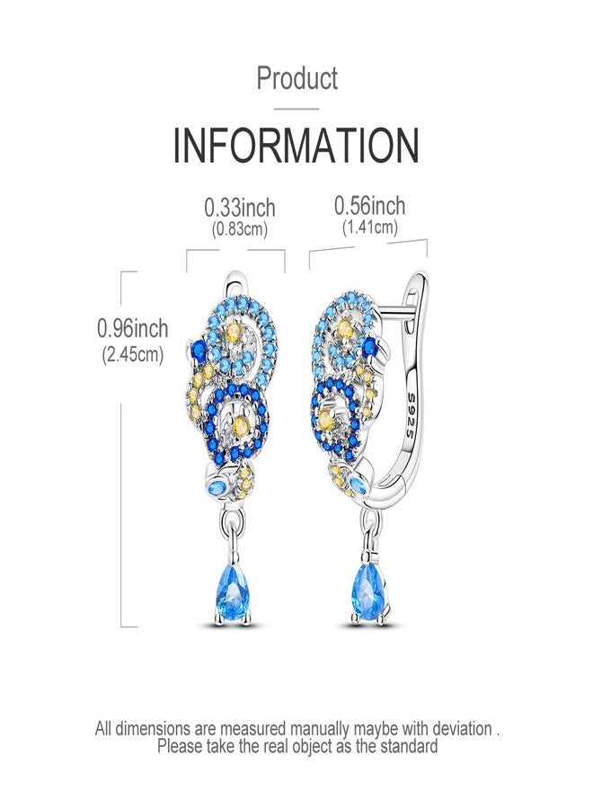 NARMO 925 Sterling Silver Heart Earrings for Women Pink Dangle Hoop Earrings Colorful Cubic Zirconia Earrings Silver Hoops Jewelry Gifts, Silver, Cubic Zirconia - Image 3