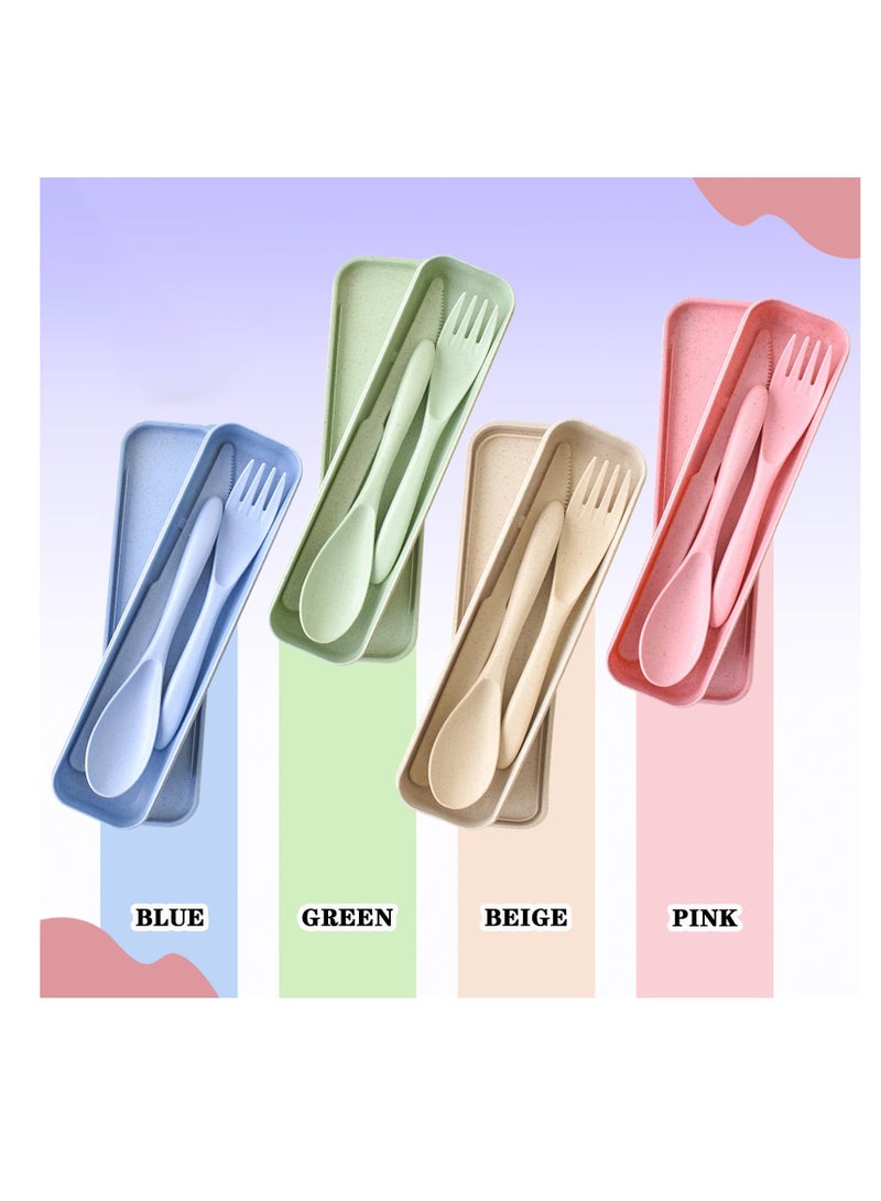 Portable Utensils Set with Storage Case, 4 Sets of Knife Fork Spoon, Travel and Lunch Box Cutlery - Image 3