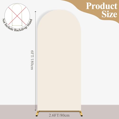 Ledido Wedding Arch Backdrop Cover 6FT Arch Covers Fitted Stretchy Spandex Round Top Stand Backdrop Cover for Wedding Banquet Ceremony Birthday Party Baby Shower Event Decoration,Beige - Image 3