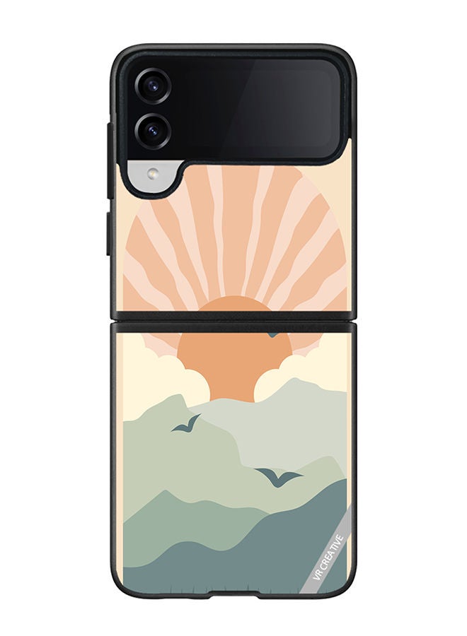 VR CREATIVE Protective Case Cover For Samsung Galaxy Z Flip4 Abstract Landscape Design Multicolour - Image 1
