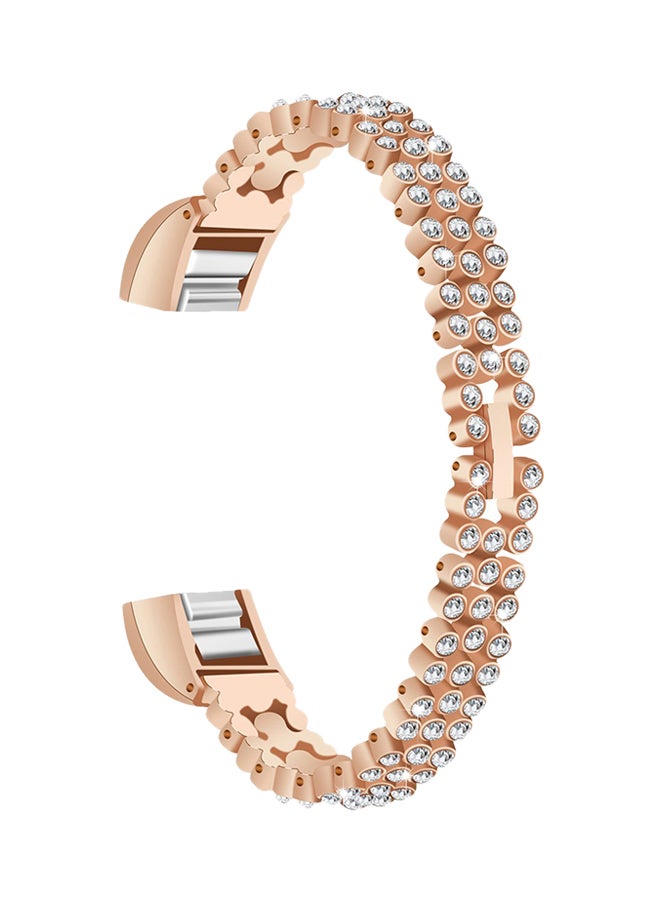 ISank Bling Rhinestone Bracelet Strap For Fitbit Alta And Fitbit Alta HR Rose Gold/Clear - Image 1