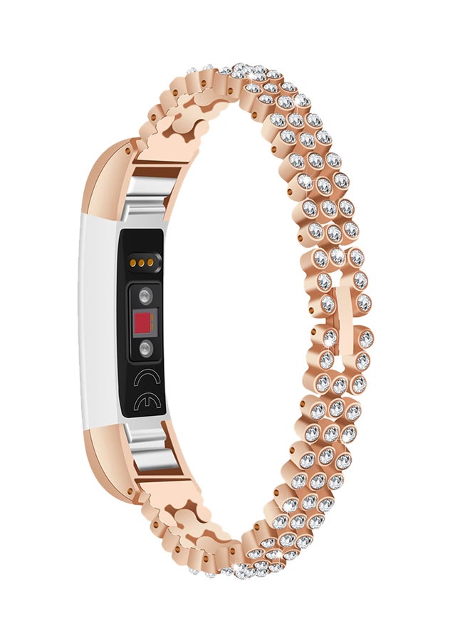 ISank Bling Rhinestone Bracelet Strap For Fitbit Alta And Fitbit Alta HR Rose Gold/Clear - Image 3