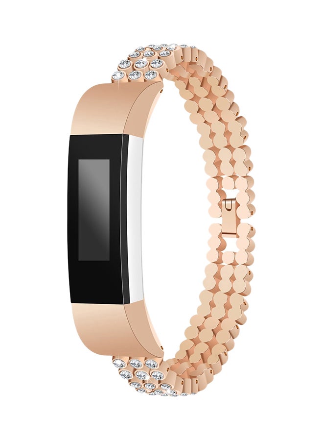 ISank Bling Rhinestone Bracelet Strap For Fitbit Alta And Fitbit Alta HR Rose Gold/Clear - Image 2