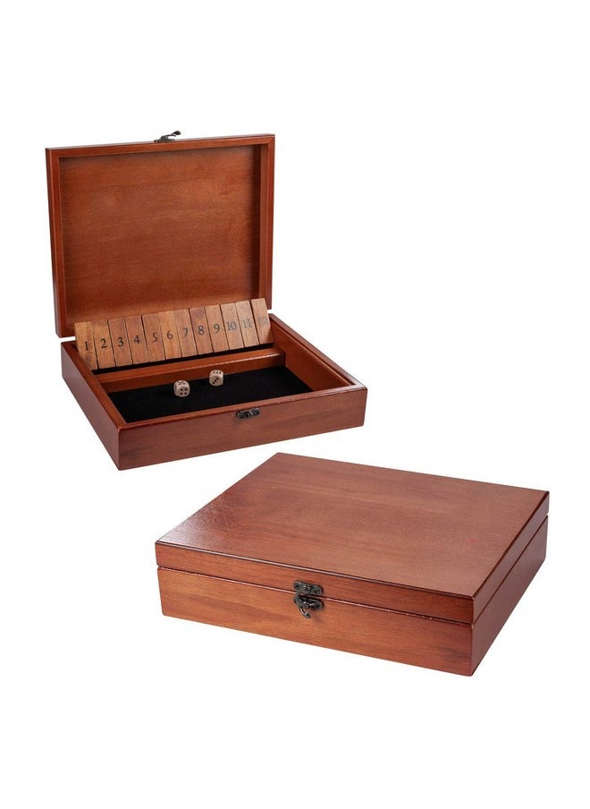 WE Games Shut The Box Game With 12 Numbers In An Old World Styled Wood Box With A Lid And A Brass Latch  - Image 4