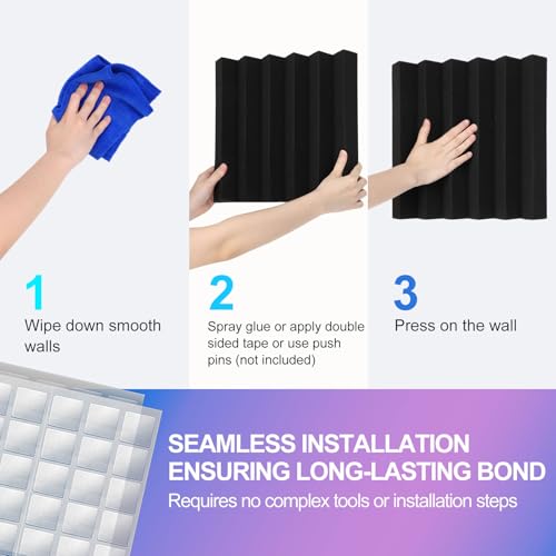 JBER 6 Pack Acoustic Foam Wedge, 2" X 12" X 12" Studio Soundproofing Panels Fire Resistant Sound Proof Padding Acoustic Treatment Foam (6 Square Feet, Charcoal)ââ‚¬¦ - Image 5