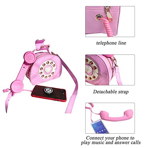 SUKUTU Telephone Shaped Purse Shoulder Crossbody Tote Bags Women Retro Phone Top-Handle Handbags for Girls - Image 3