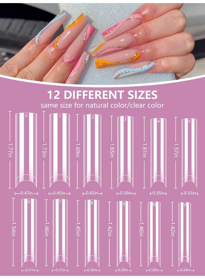 Deciniee 480Pcs Extra Long C Curve Nail Tips And Glue 2 Packs Natural And Clear Acrylic For Nails Professional Set 12 Sizes Artificial Straight Square French False Nail Tips - Image 4