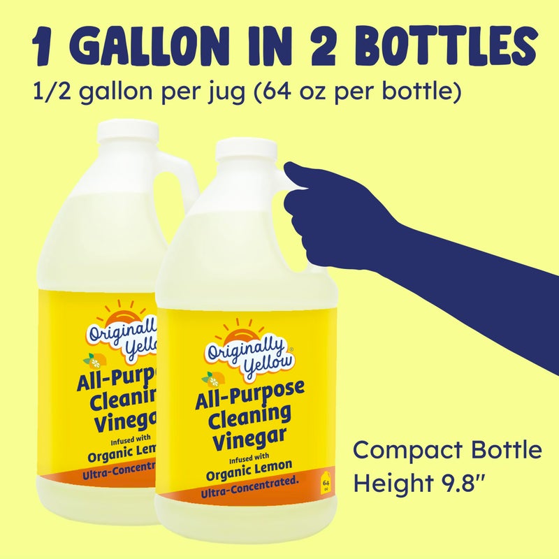 Originally Yellow Lemon Distilled White Vinegar For Cleaning Purpose | USA Made All Purpose Cleaner | Use as Glass, Kitchen & Floor Cleaner | Plant Derived Cleaning Vinegar Gallon in 2 pack | 128 Oz - Image 5