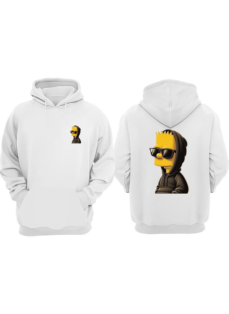 The Wert - Bart Simpson Wallpaper Design Front Back Printed Regular Fit White Sweatshirt - Image 1
