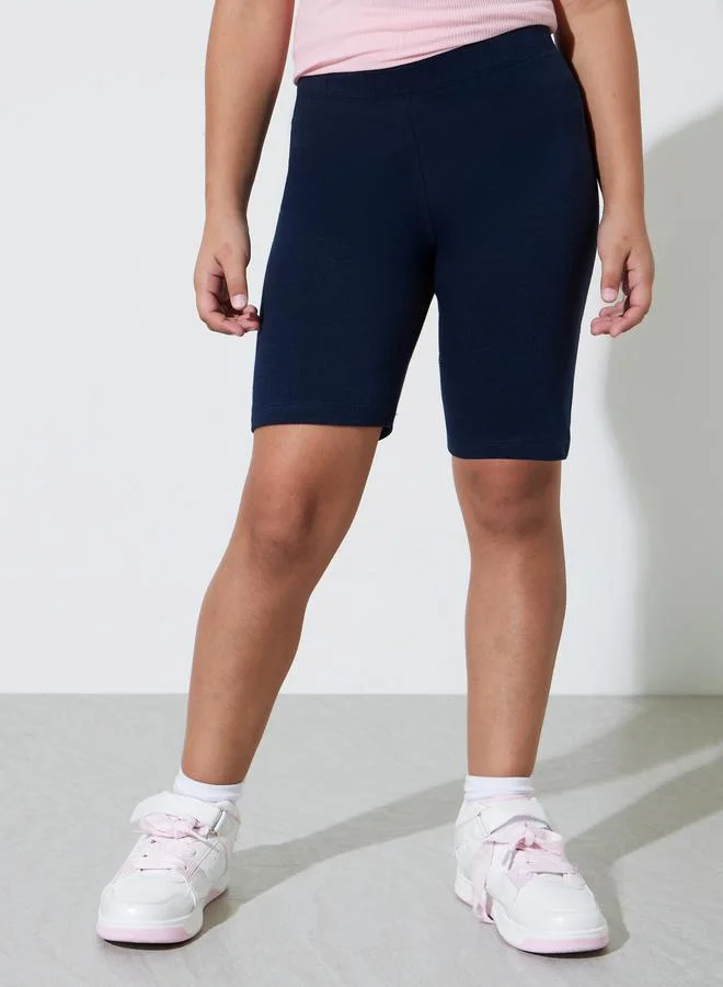 Styli Teen Girls Pack of 2 - Navy Blue Cotton Cycling Shorts