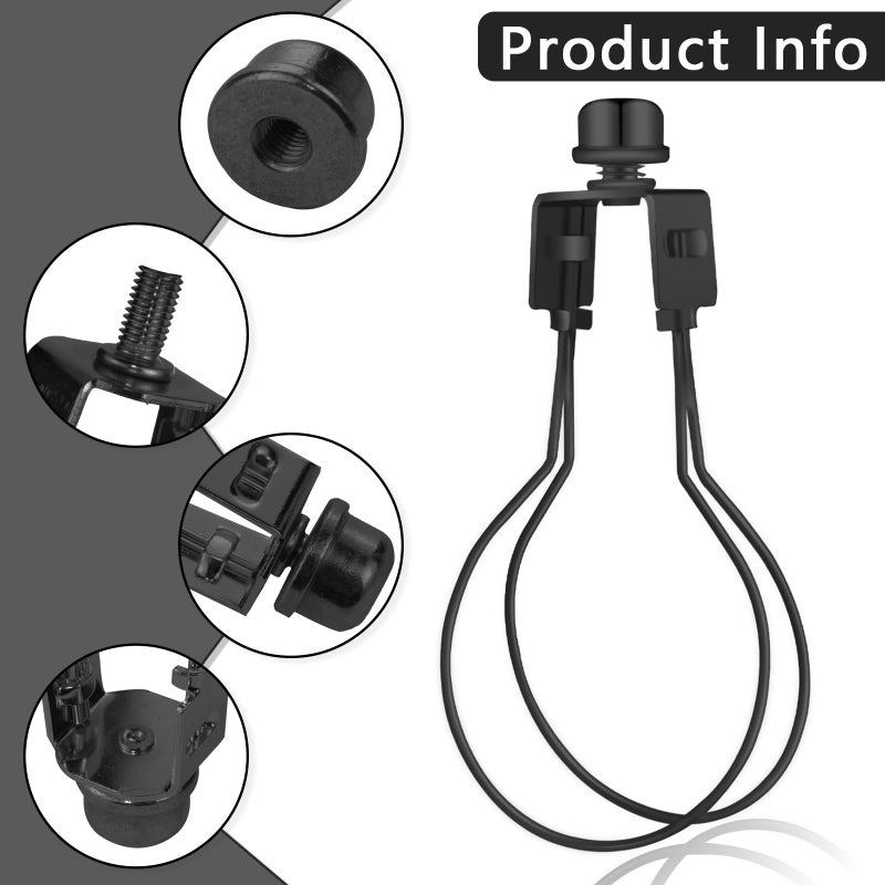 OXDFK Lamp Shade Light Bulb Clip Adapter, Clip on Lampshade Adapter Kit, Includes Finial and Lampshade Levellers, Keep Lamp Shade hardware in Place Spring Clip for Light Bulb (Black) - Image 3