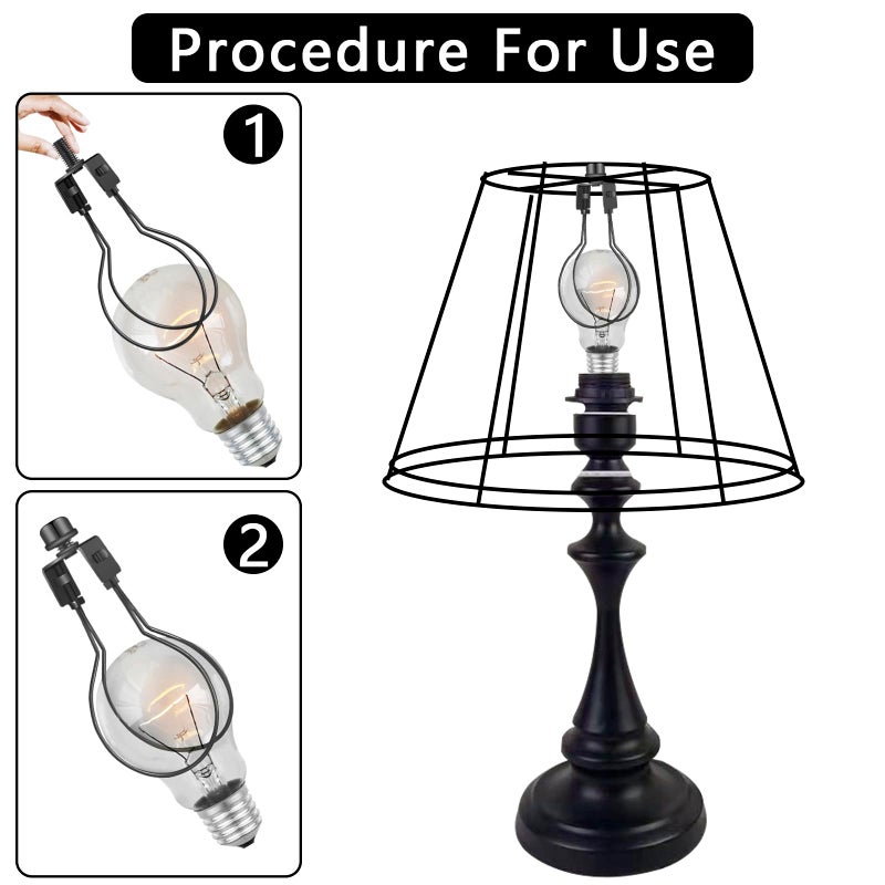 OXDFK Lamp Shade Light Bulb Clip Adapter, Clip on Lampshade Adapter Kit, Includes Finial and Lampshade Levellers, Keep Lamp Shade hardware in Place Spring Clip for Light Bulb (Black) - Image 4