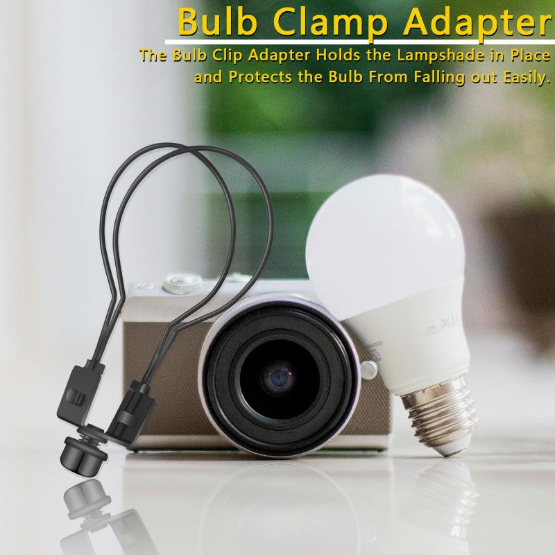 OXDFK Lamp Shade Light Bulb Clip Adapter, Clip on Lampshade Adapter Kit, Includes Finial and Lampshade Levellers, Keep Lamp Shade hardware in Place Spring Clip for Light Bulb (Black) - Image 5