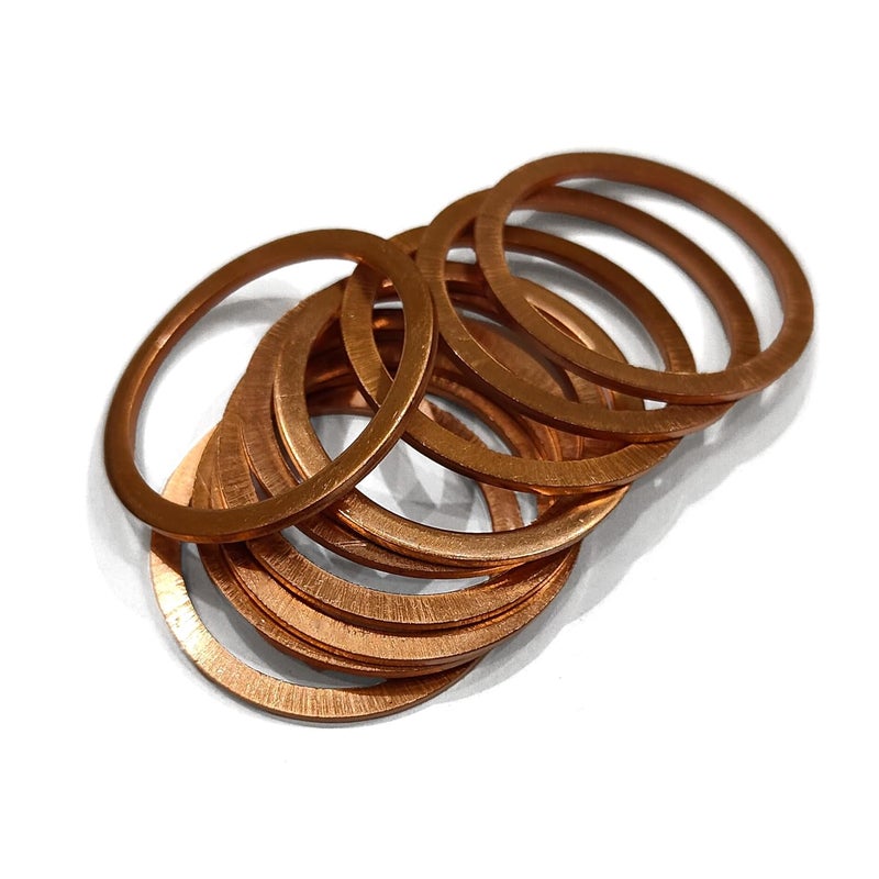 NACX M27 Copper Flat Washer Crush Washer Sealing Ring, 27mm ID, 35mm OD, 1.5mm Thickness, 10 Pieces - Image 1