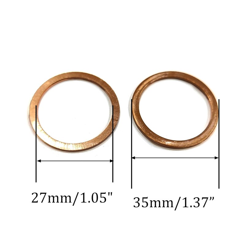 NACX M27 Copper Flat Washer Crush Washer Sealing Ring, 27mm ID, 35mm OD, 1.5mm Thickness, 10 Pieces - Image 2